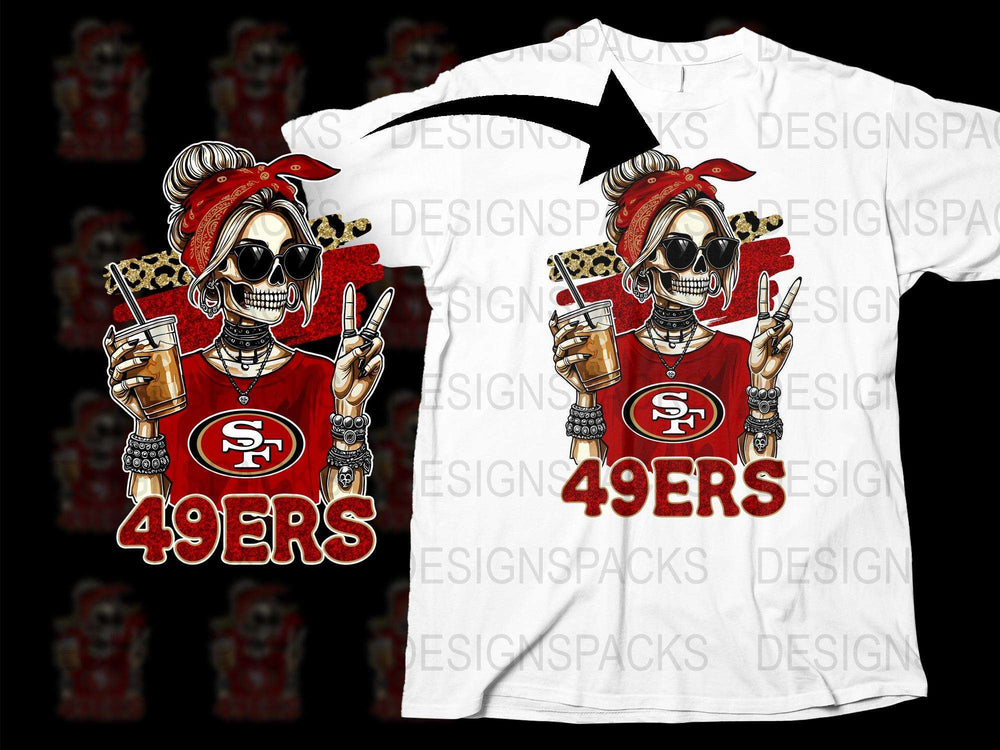 San Francisco 49ers Skull Design T-Shirt, Colorful Graphic Tee, Sports Fan Apparel, Unique Bold Print Shirt for Game Day