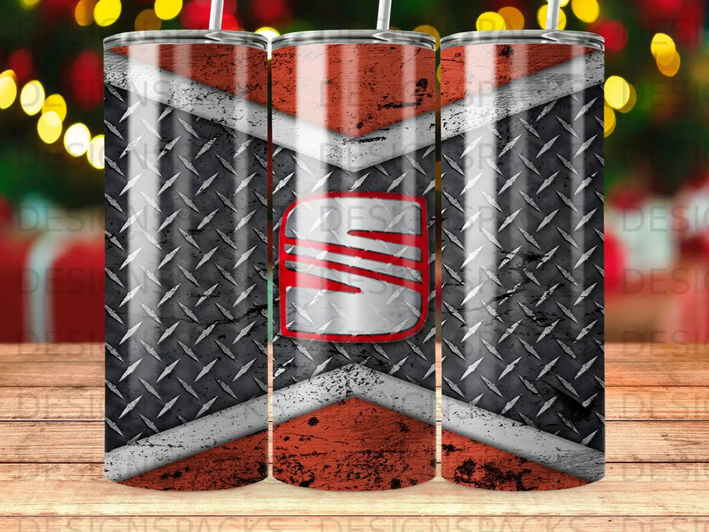 SEAT Car Logo Diamond Plate Red White Tumbler product type