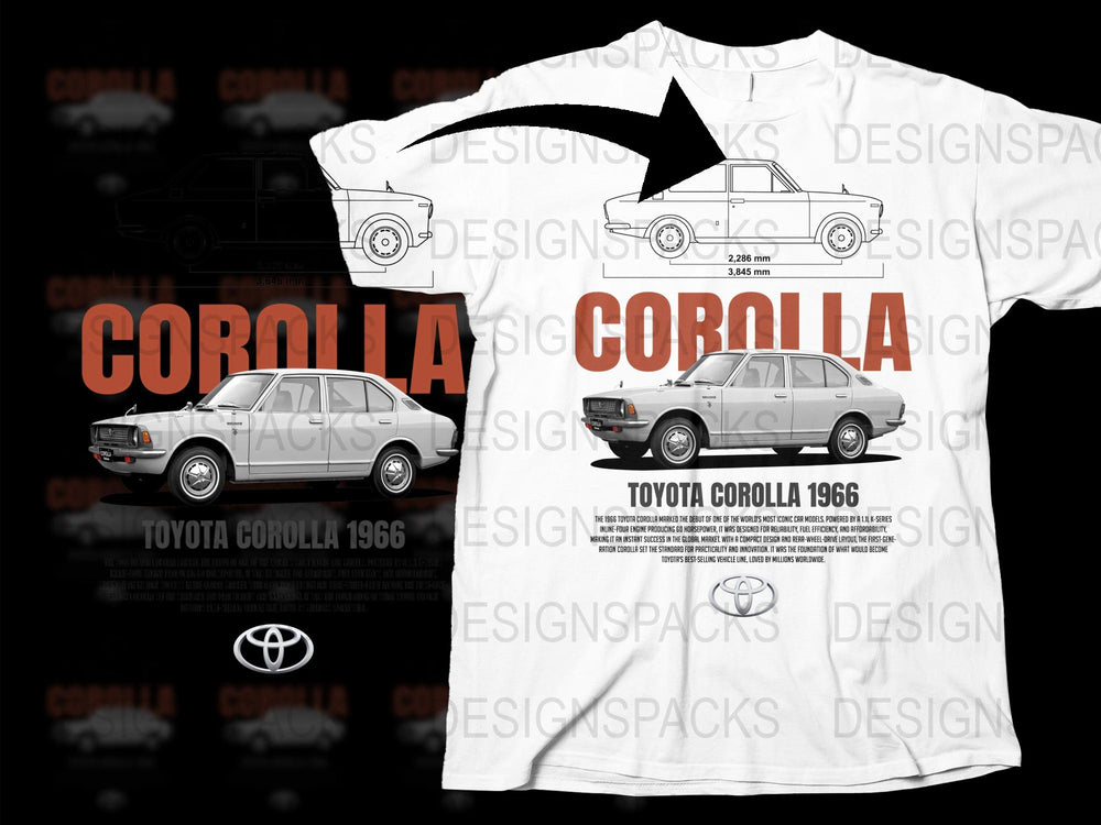 Vintage Toyota Corolla 1966 T-Shirt, Classic Car Enthusiast Tee, Retro Automotive Design, Collector Gift Idea