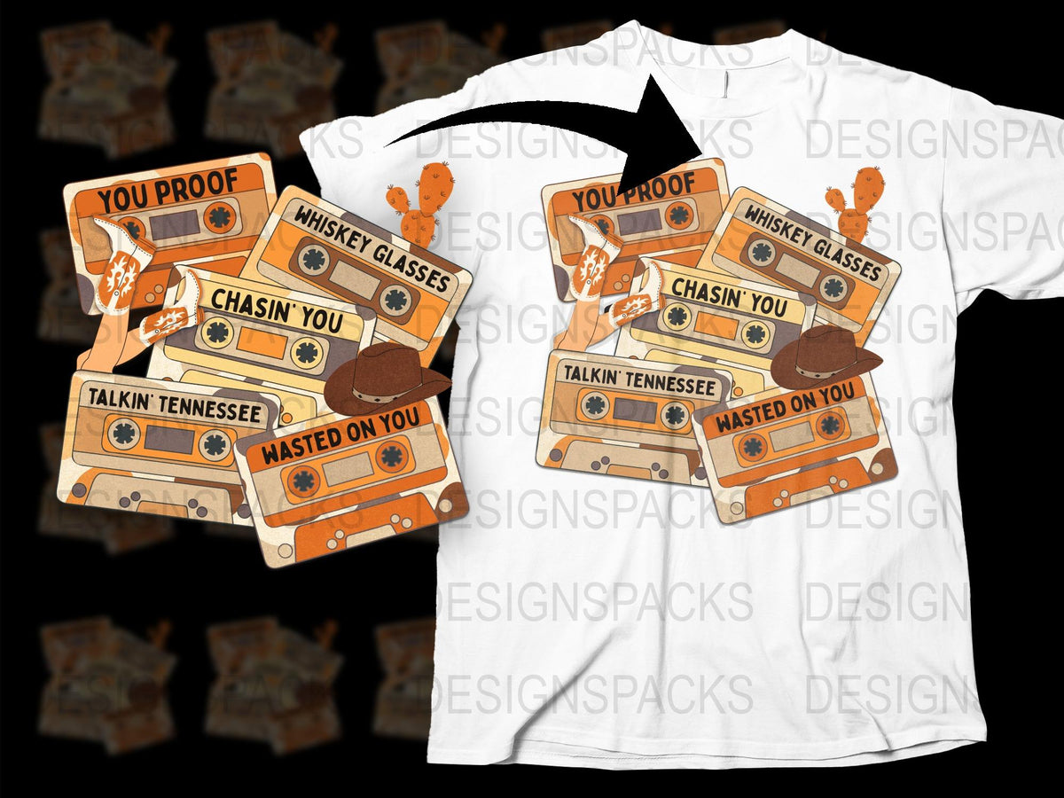 Whiskey Themed T-Shirt, Retro Cassette Design, Talkin' Tennessee, Music Lover Gift, Casual Wear