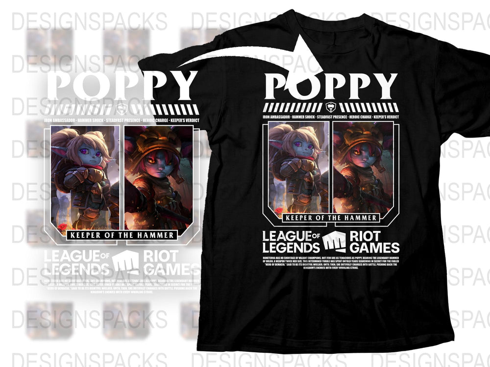 League of Legends Poppy T-Shirt, Keeper of the Hammer Graphic Tee, Gaming Apparel, Riot Games Merchandise