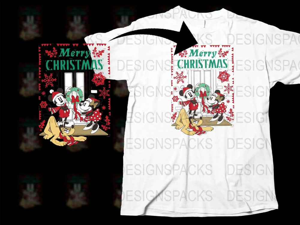 Merry Christmas T-Shirt, Festive Holiday Tee, Cartoon Duck Family, Red and White Kids and Adult Sizes