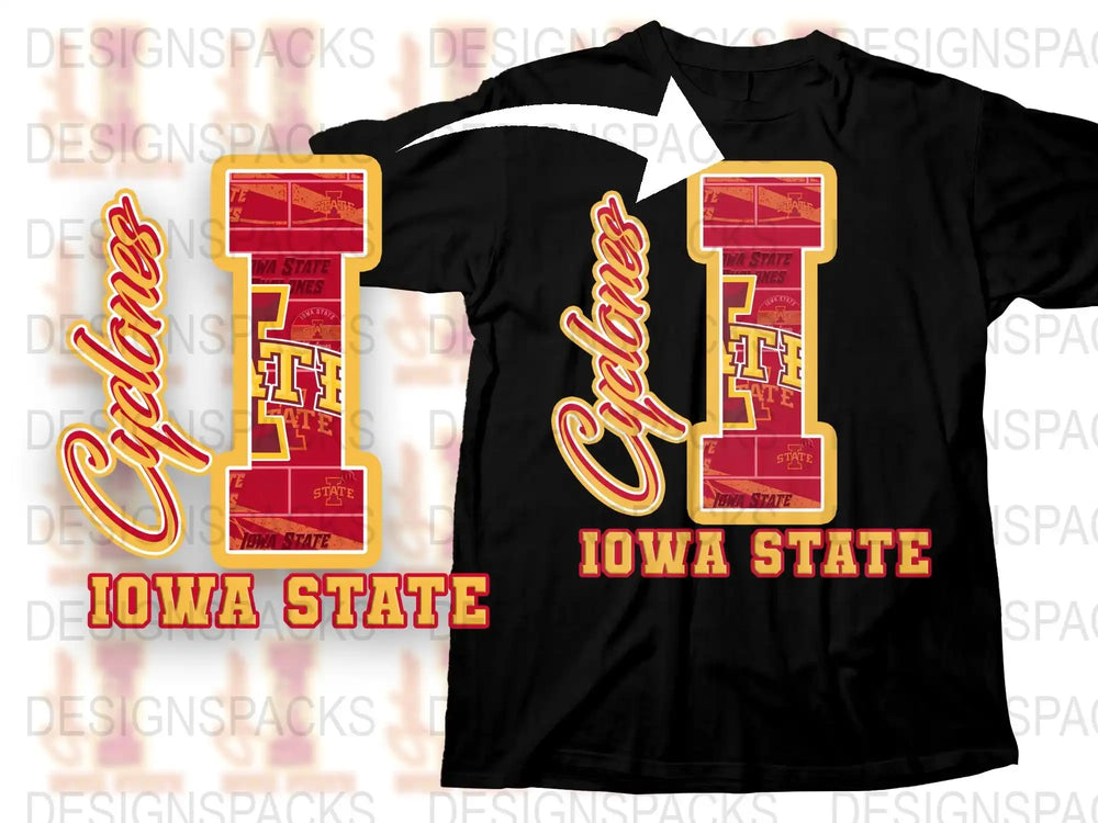 Iowa State Cyclones T-Shirt, Vintage College Sports Apparel, Unisex Black Tee