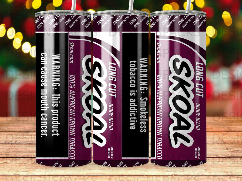 Three Skoal Long Cut Berry Blend smokeless tobacco cans with warning labels.