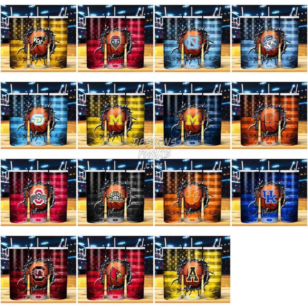 62 College Sport Teams Basketball Broken Flag Tumbler Wrap Bundle Jpg