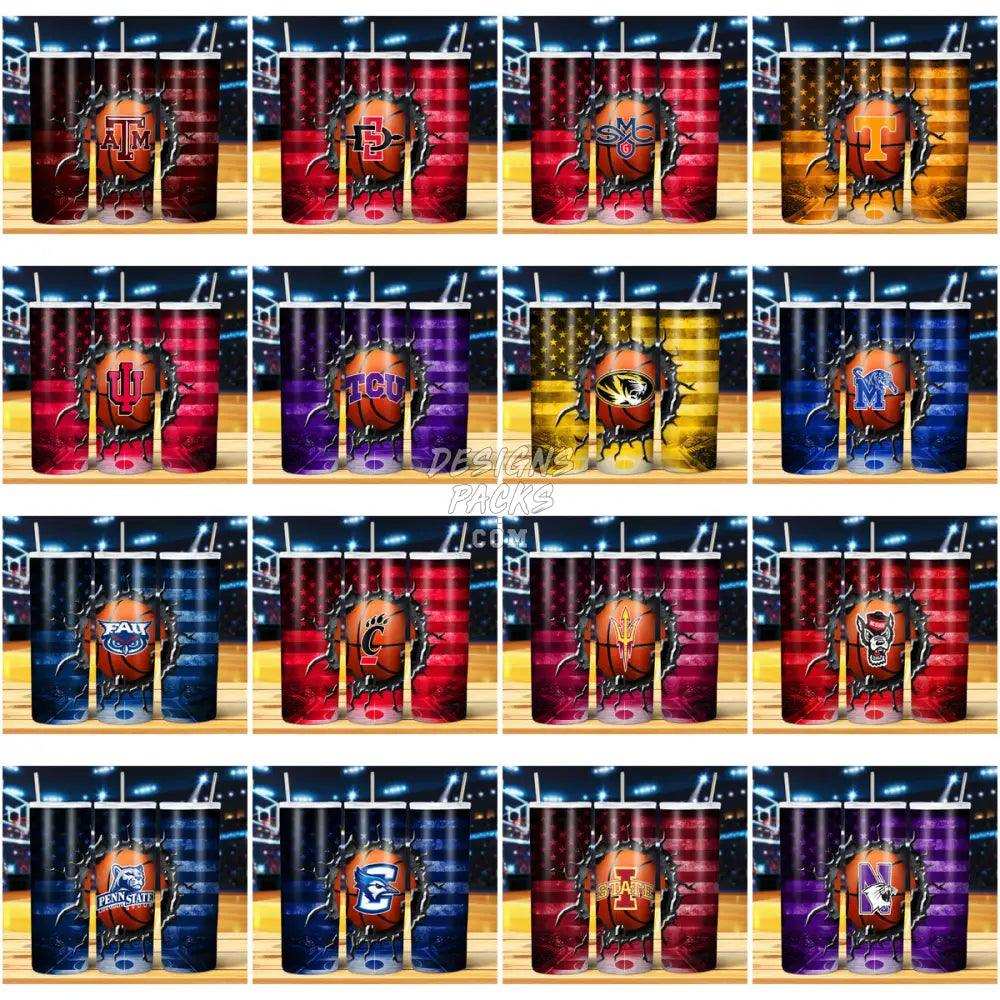 62 College Sport Teams Basketball Broken Flag Tumbler Wrap Bundle Jpg