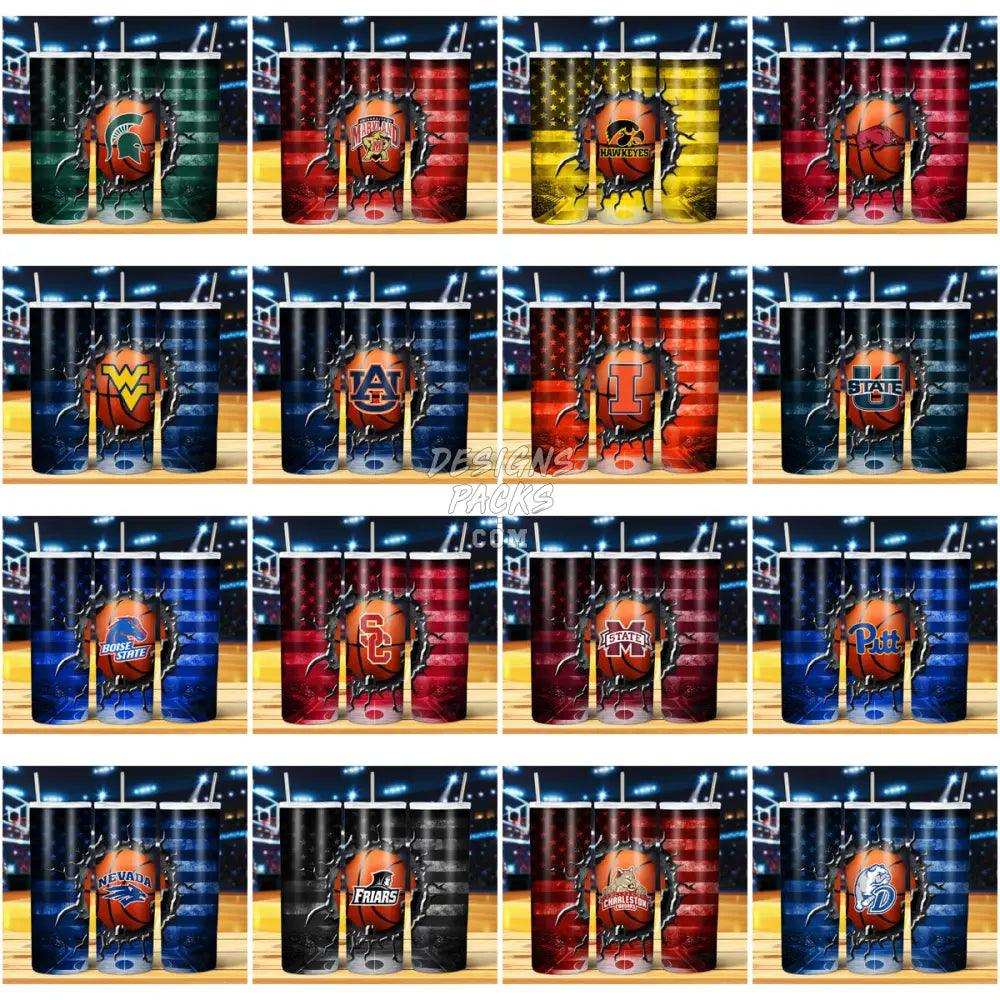 62 College Sport Teams Basketball Broken Flag Tumbler Wrap Bundle Jpg