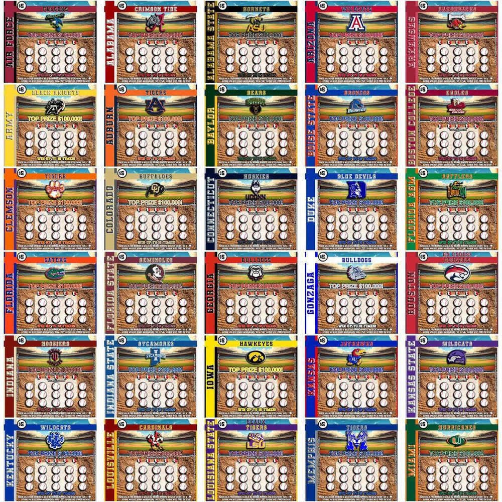 62 NCAA College Sports Lottery Ticket Wrap (BASEBALL) Tumbler Wrap Bundle JPG