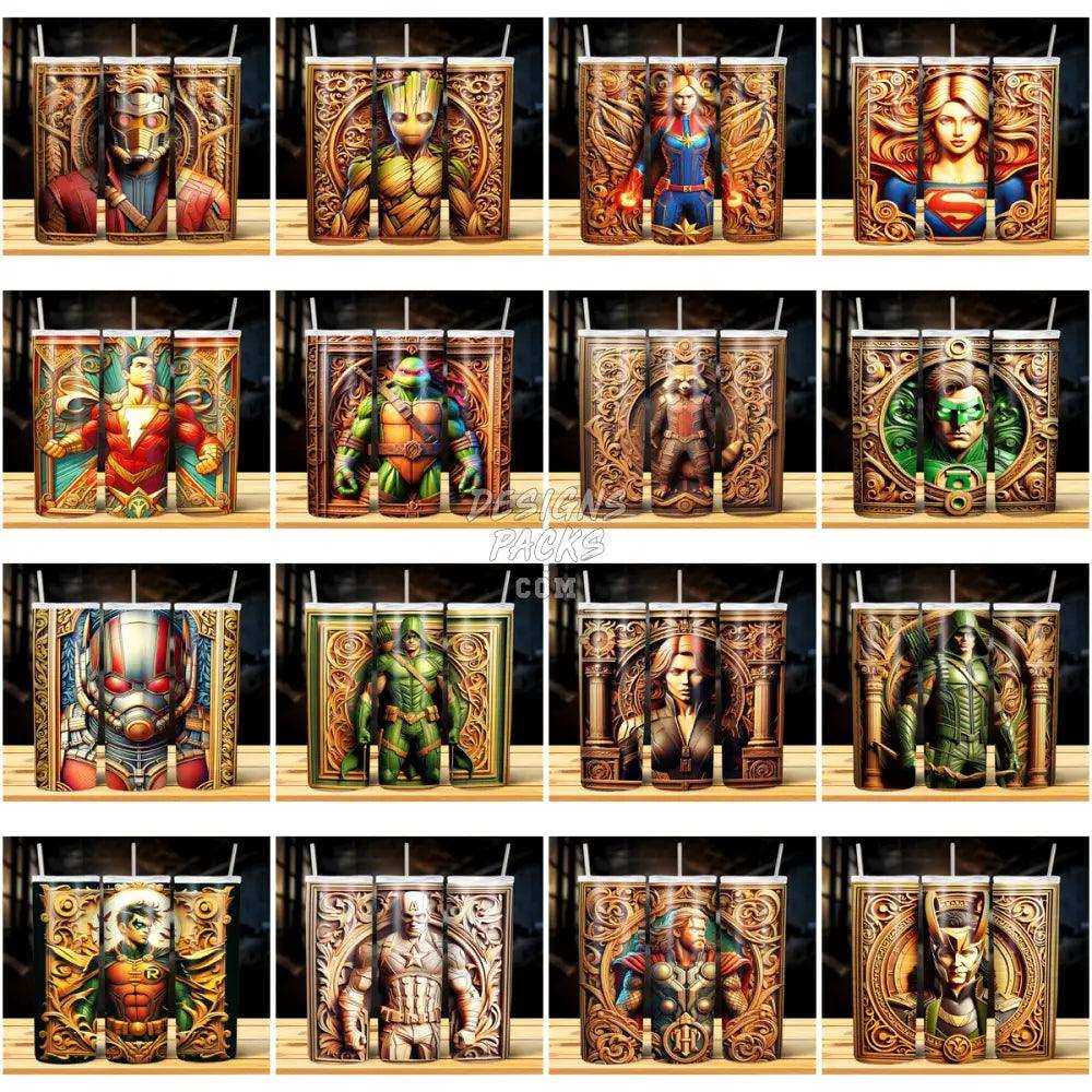 62 Wood Superheroes Tumbler Wrap Bundle Jpg