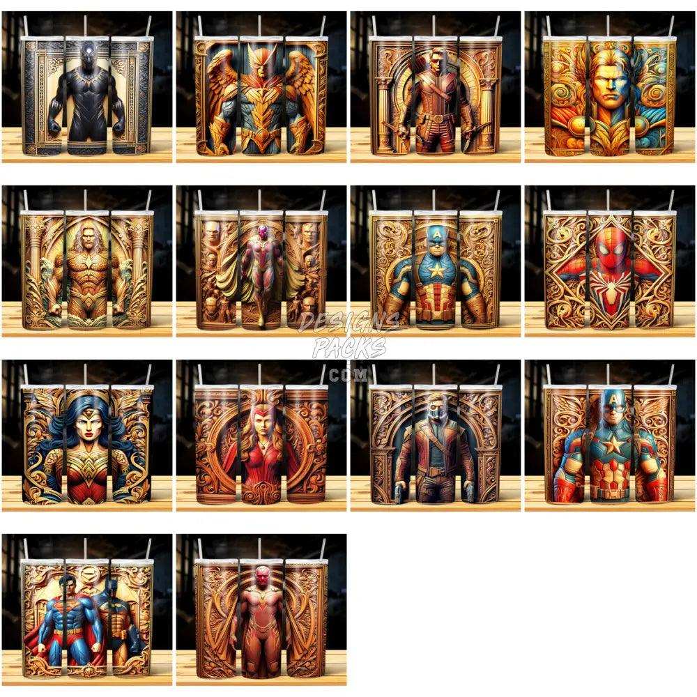 62 Wood Superheroes Tumbler Wrap Bundle Jpg