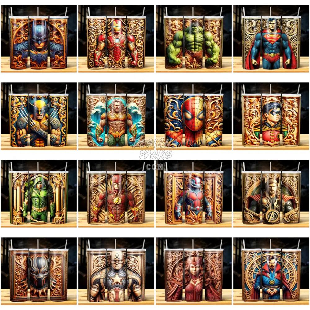 62 Wood Superheroes Tumbler Wrap Bundle Jpg