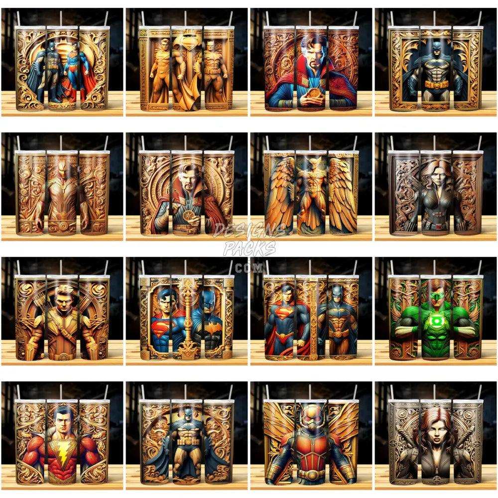 62 Wood Superheroes Tumbler Wrap Bundle Jpg