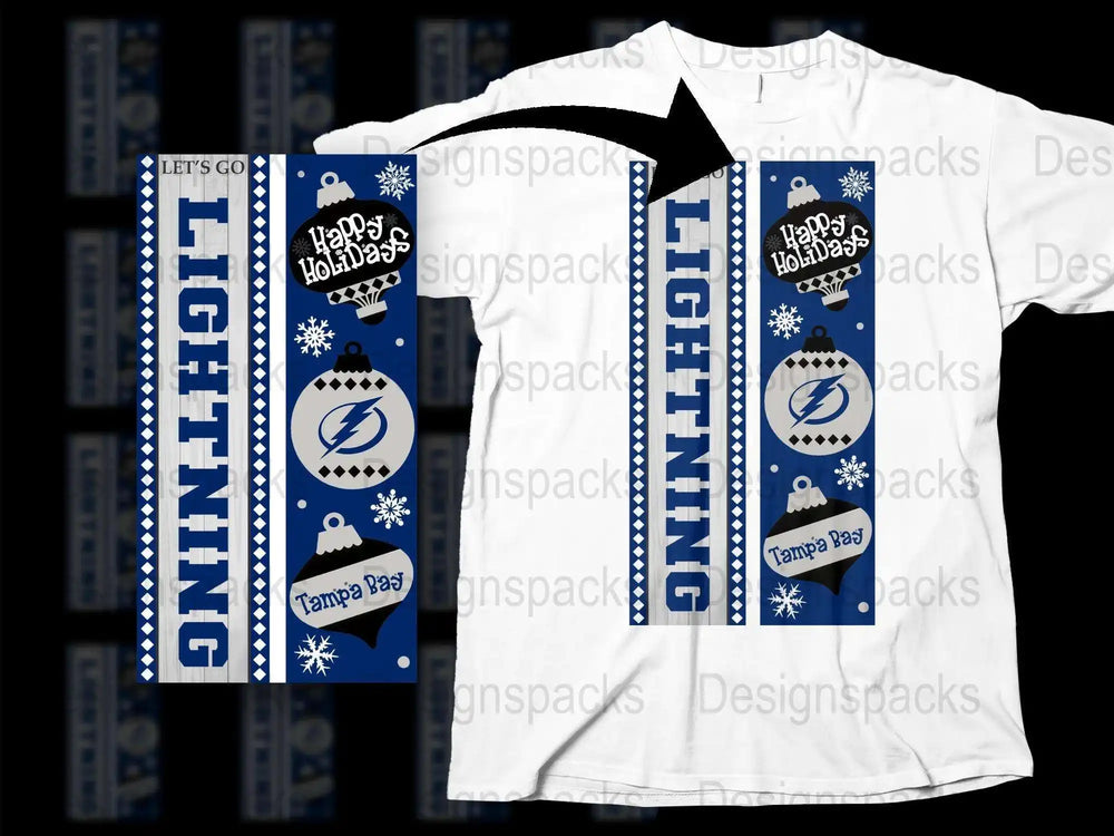 Tampa Bay Lightning NHL Team Holiday Scarf Design White T-Shirt, Festive Winter Apparel