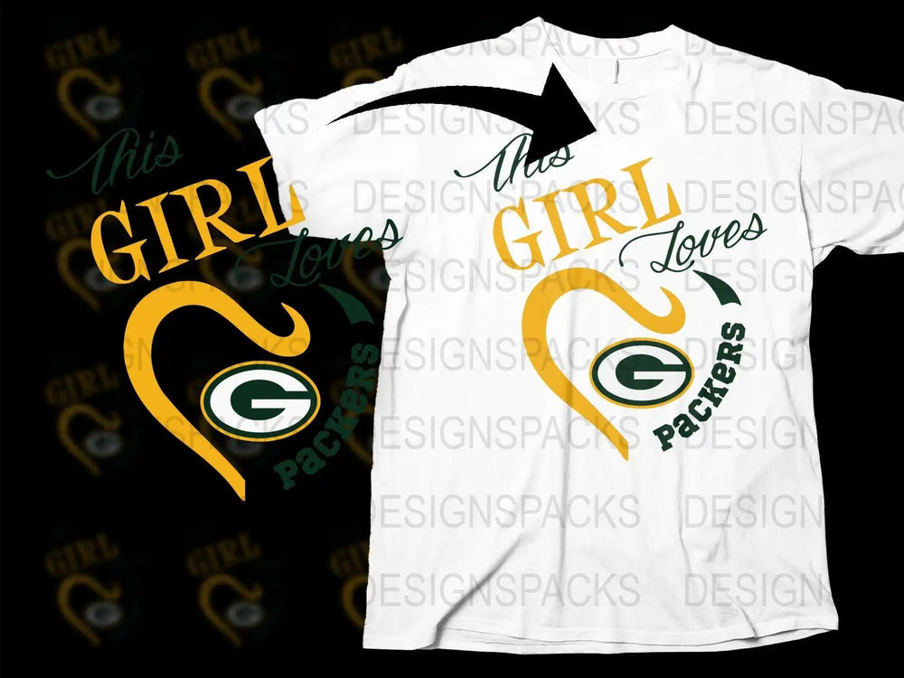 Women's White T-Shirt, Green Bay Packers Fan Apparel, Football Graphic Tee, Sports Lover Gift