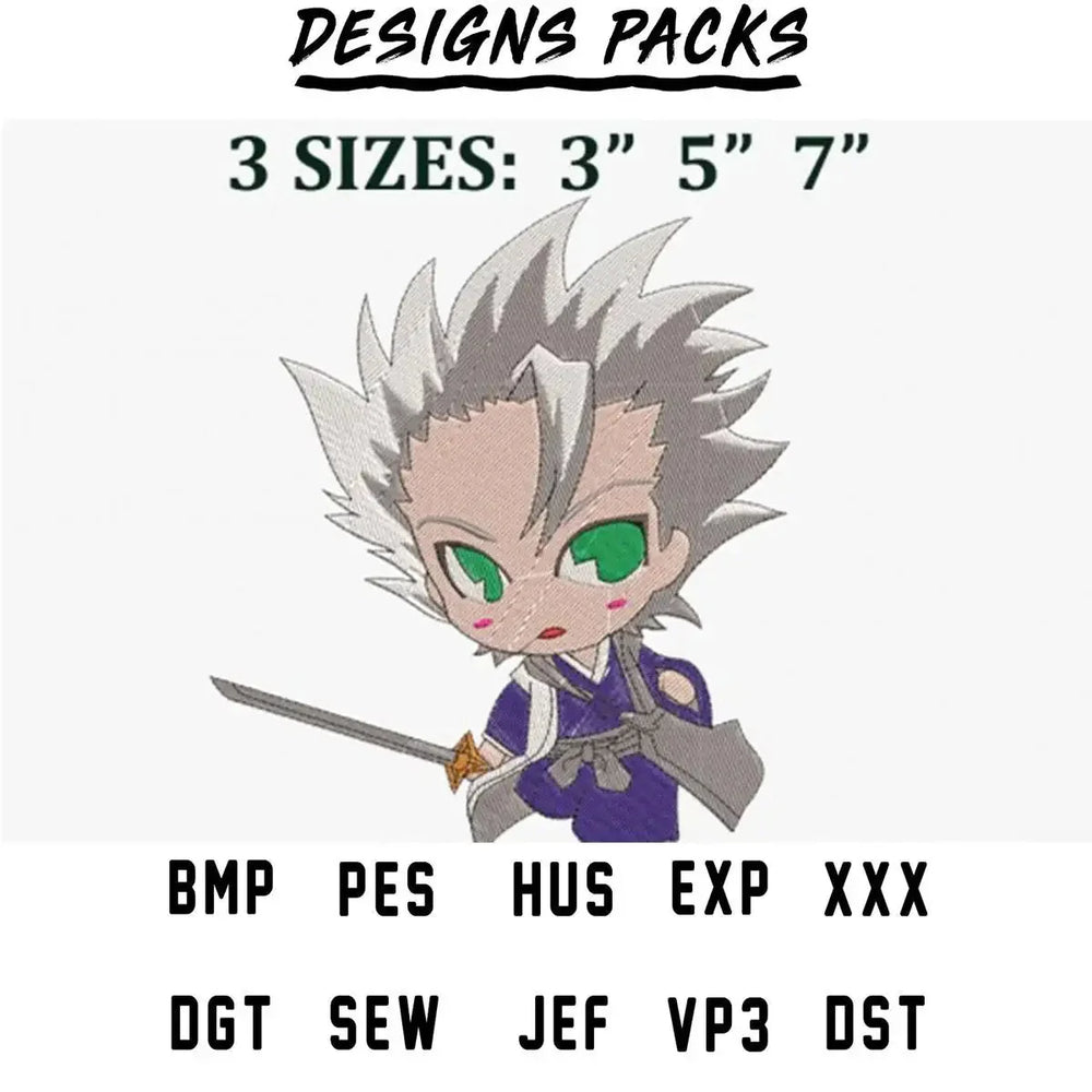 Chibi Bleach Toshiro Hitsugaya Anime Embroidery Design