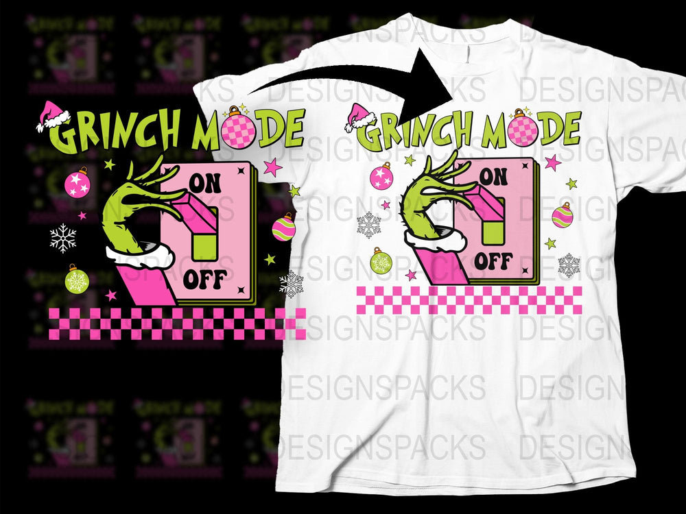 Grinch Mode On Off Funny Christmas T-Shirt, Holiday Graphic Tee, Festive Family Apparel, Unique Xmas Gift Idea
