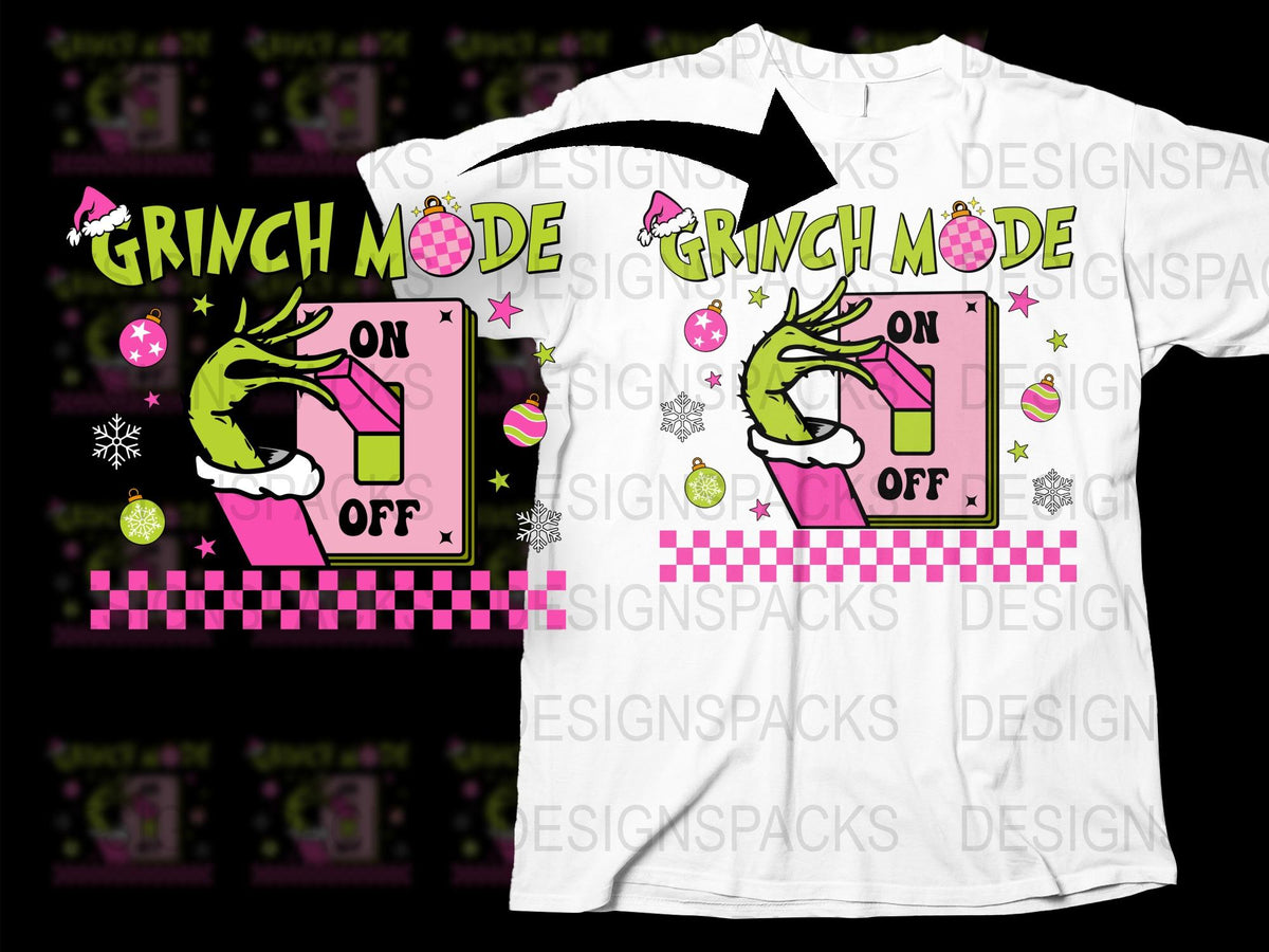 Grinch Mode On Off Funny Christmas T-Shirt, Holiday Graphic Tee, Festive Family Apparel, Unique Xmas Gift Idea