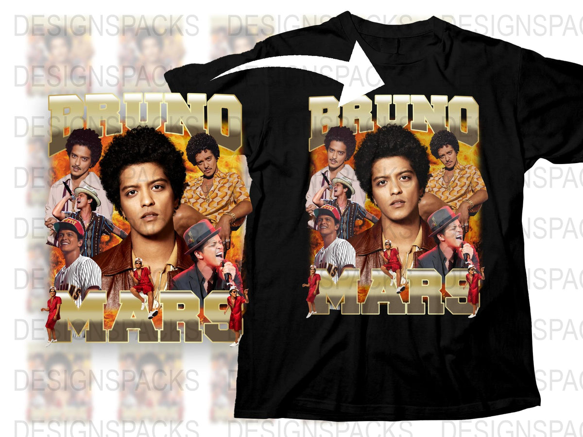 Bruno Mars Graphic T-Shirt, Vintage 90s Style Pop Music Tee, Retro Celebrity Fan Merchandise, Unisex Black Shirt