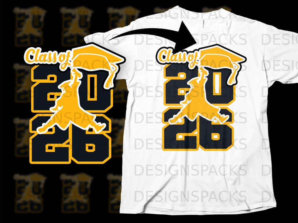 Graduation design featuring "Class of 2026" text and a graduate silhouette.