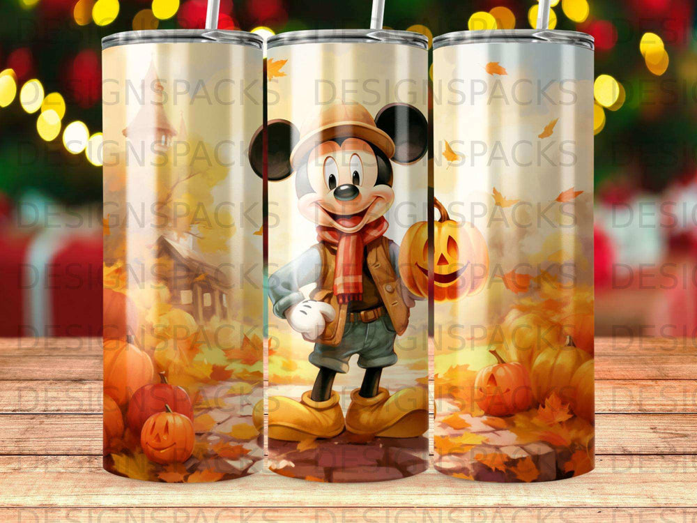 Whimsical Fall Mickey Tumbler Digital Wrap Design