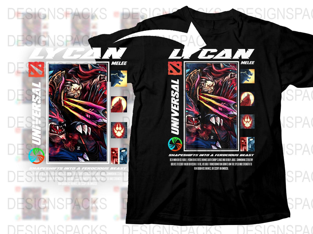 Lycan Melee Graphic T-Shirt, Bold Monster Art Design, Universal Battle Theme, Unique Anime Inspired Casual Wear