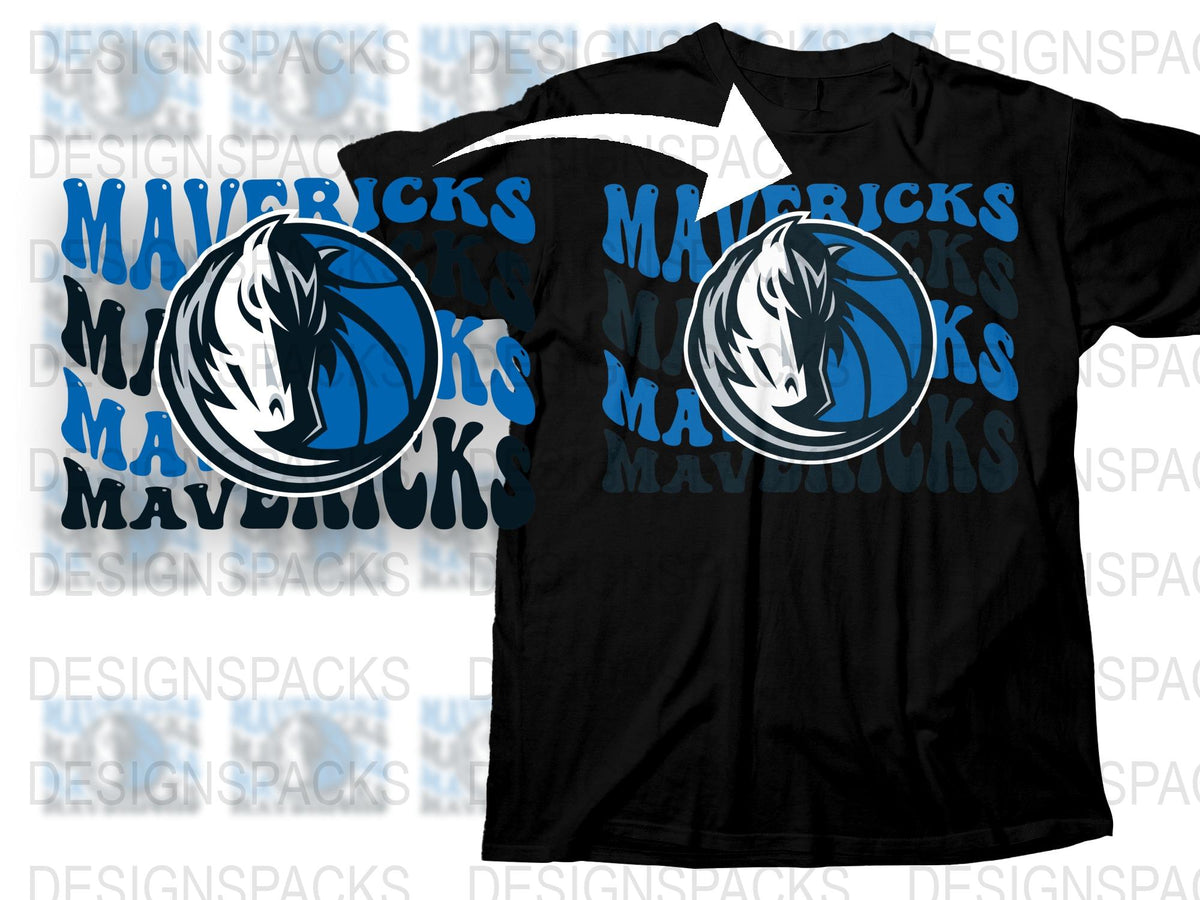 Mavericks Blue and White Logo T-Shirt, Casual Graphic Tee, Unisex Sports Apparel