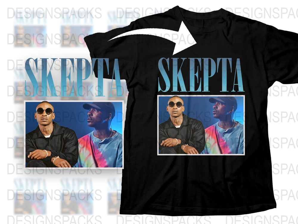 Skepta Graphic T-Shirt, Hip Hop Artist Tee, Men's Music Fashion, UK Grime Culture Black Shirt