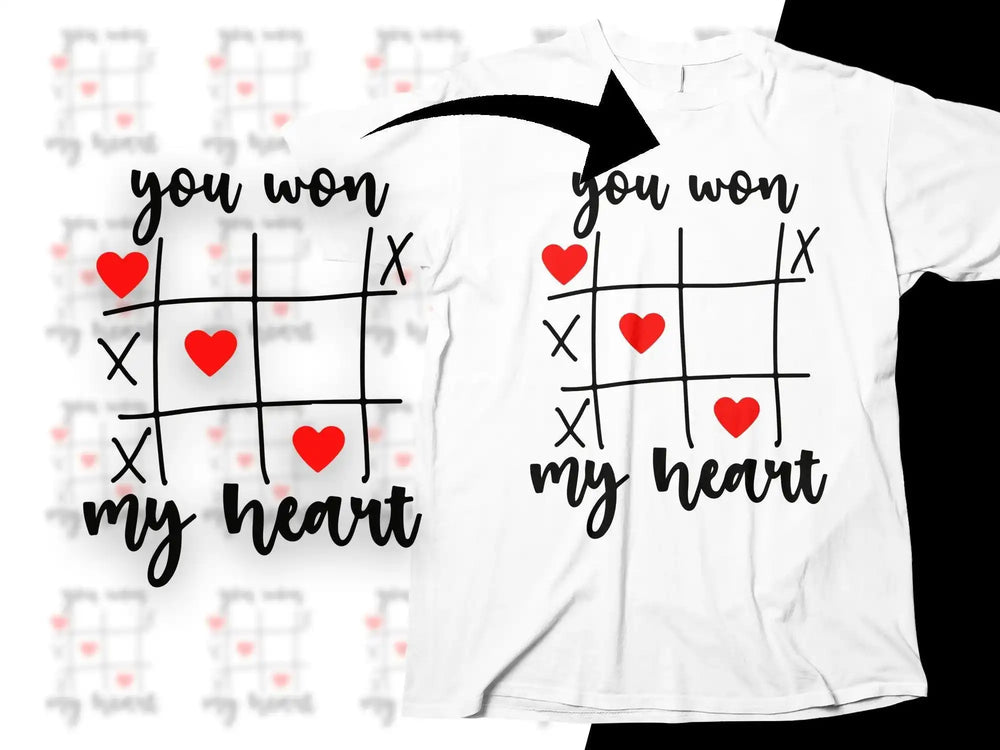 You Won My Heart Tic Tac Toe Graphic PNG Digital Download