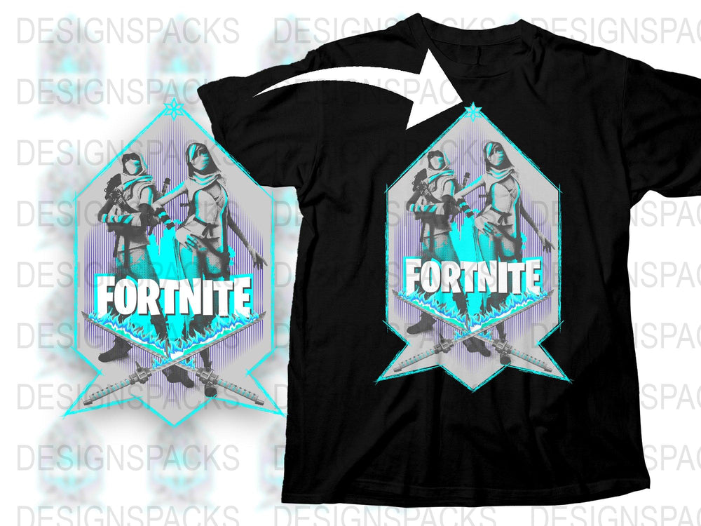 Fortnite T-Shirt, Cool Gamer Graphic Tee, Bright Blue Turquoise, Boys Unisex Gaming Shirt, Trendy Kids' Fashion, Gift for Gamers