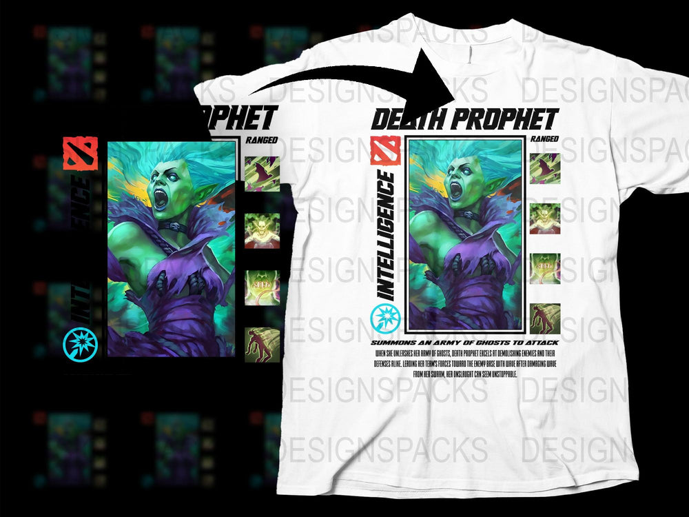 Death Prophet Graphic T-Shirt, DOTA Inspired Gaming Tee, Unique Gamer Fashion, High-Quality Print Shirt