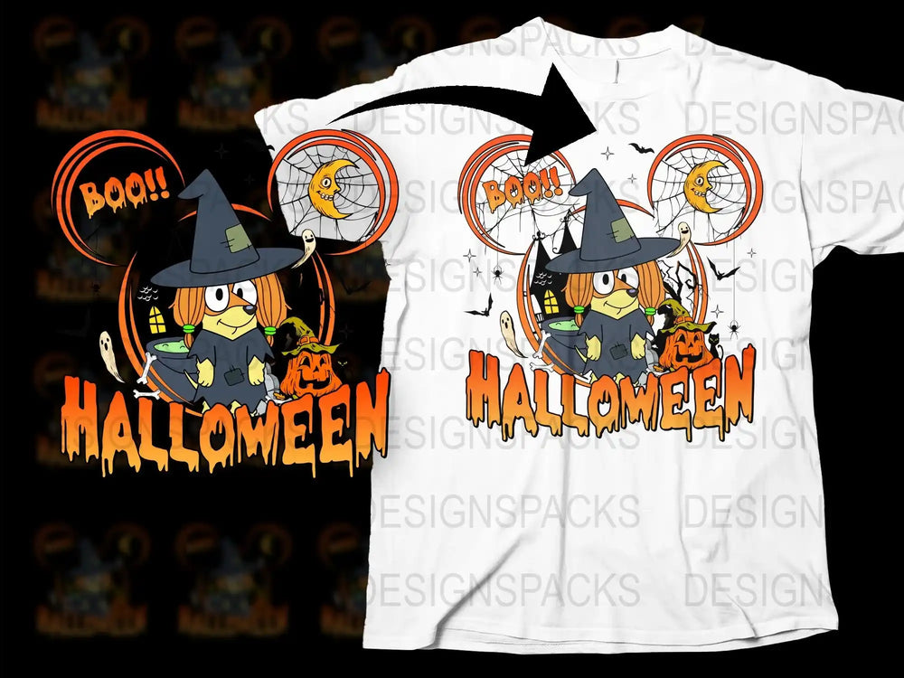 Halloween Witch and Pumpkin T-Shirt, Spooky Cute Kids and Adults Tee, Festive Fall Apparel, Boo Graphic Shirt, Scary Party Costume