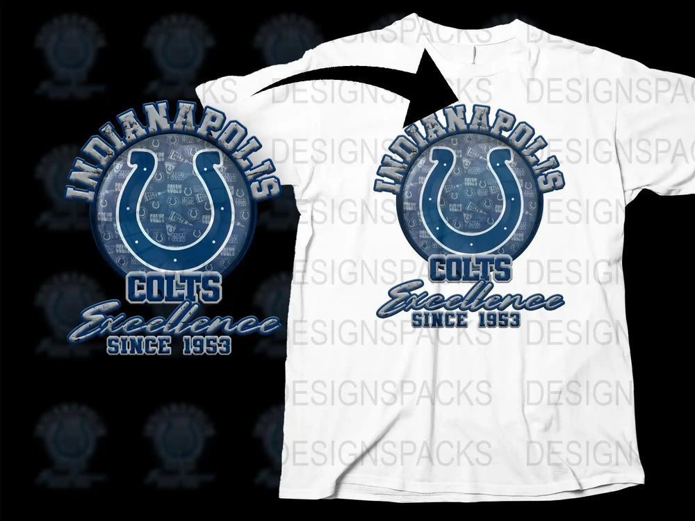 Indianapolis Colts T-Shirt, Excellence Since 1953 Logo, NFL Team Apparel, White Sports Tee