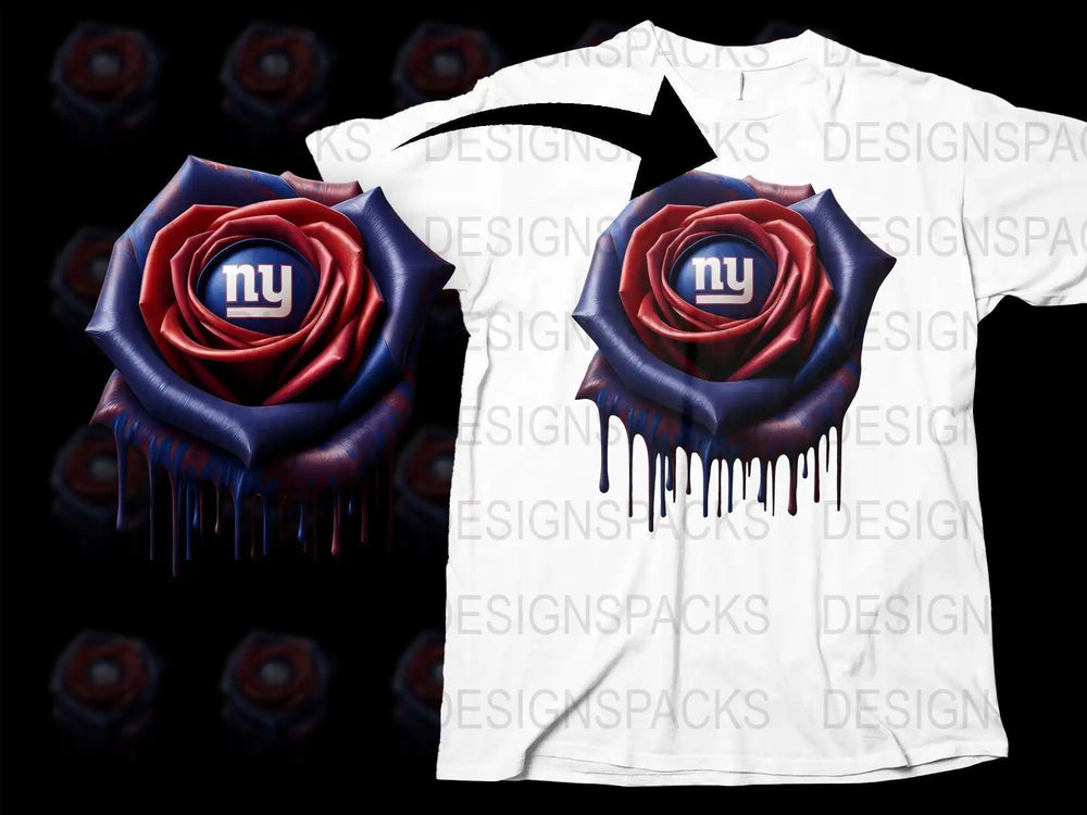 New York NY Rose Graphic T-Shirt, Navy Blue Dripping Floral Design, Unisex Fashion Tee, Urban Streetwear, Unique Floral NY Shirt