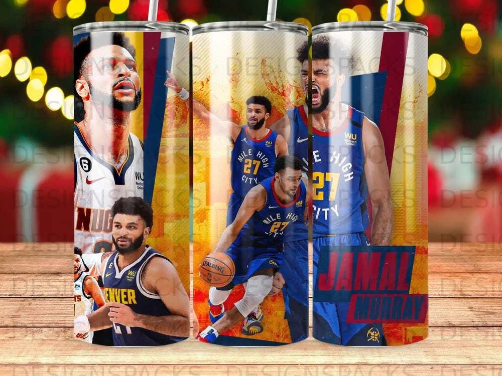Jamal Murray, Denver Nuggets player, dribbling basketball on a tumbler.