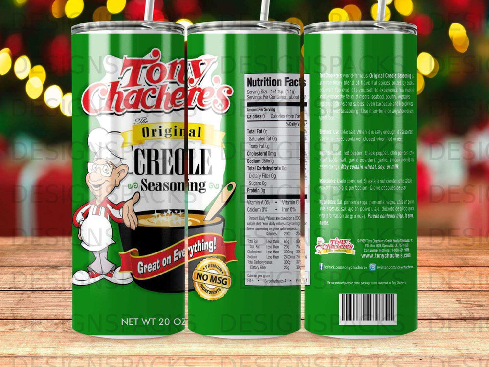 Tony Chachere's Original Creole Seasoning with "Great on Everything!" and no MSG.
