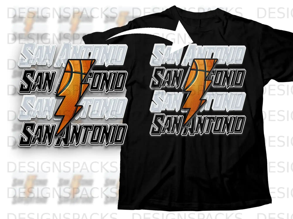 San Antonio Basketball Lightning Graphic Tee