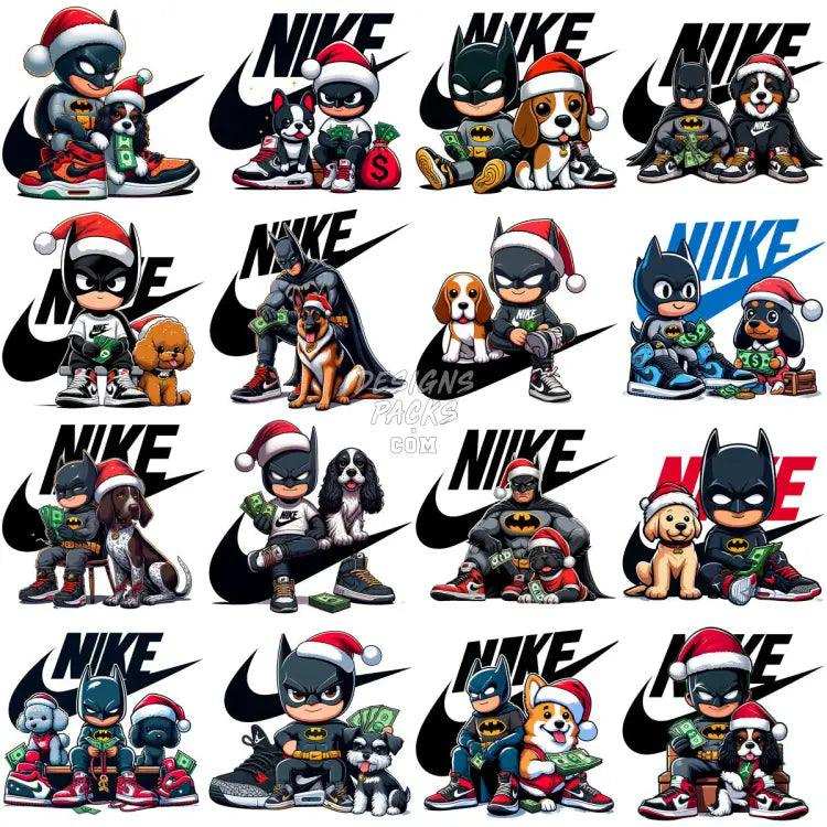 63 Cartoon Superhero Dogs Christmas Brand Designs Bundle Png