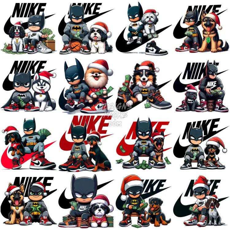 63 Cartoon Superhero Dogs Christmas Brand Designs Bundle Png