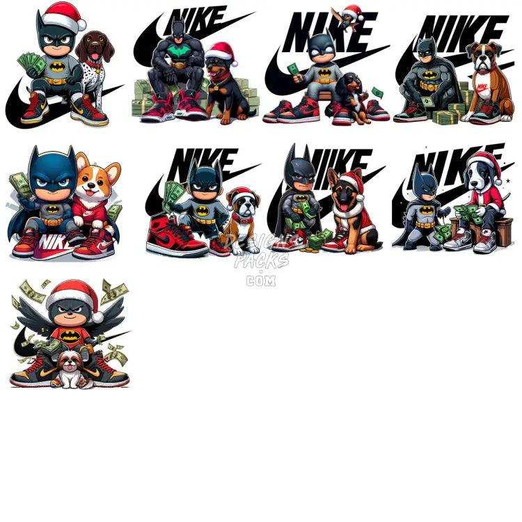 63 Cartoon Superhero Dogs Christmas Brand Designs Bundle Png
