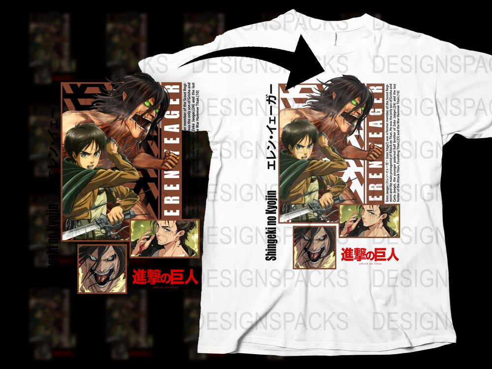Attack on Titan Anime T-Shirt, Eren Yeager Graphic Tee, Unisex Manga Shirt, Fan Merchandise, Collector Edition, Full Color Print