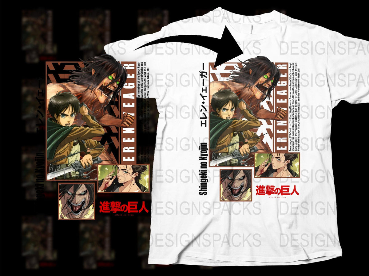 Attack on Titan Anime T-Shirt, Eren Yeager Graphic Tee, Unisex Manga Shirt, Fan Merchandise, Collector Edition, Full Color Print