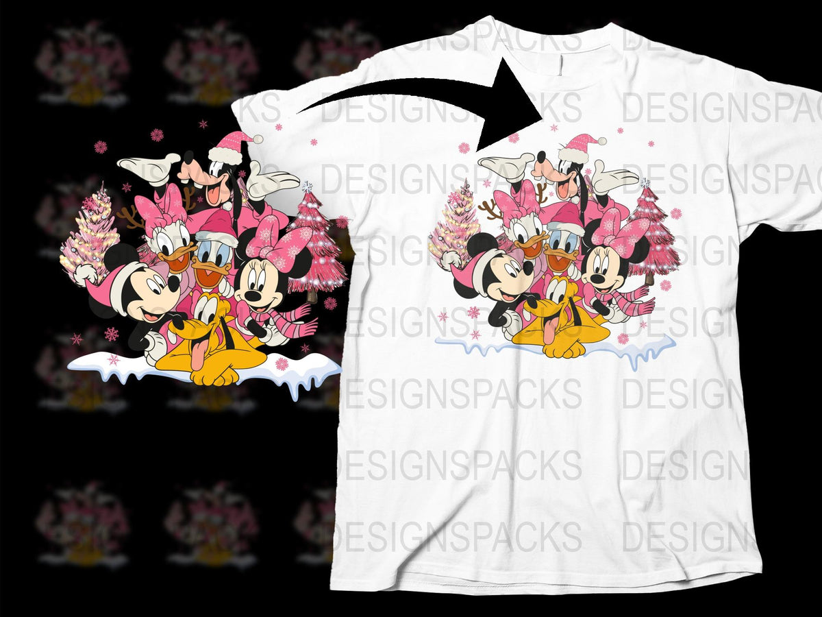 Disney Mickey Minnie Mouse T-Shirt, Romantic Blossom Graphic Tee, Unisex Cartoon Character Apparel, Kids and Adult Sizes Available