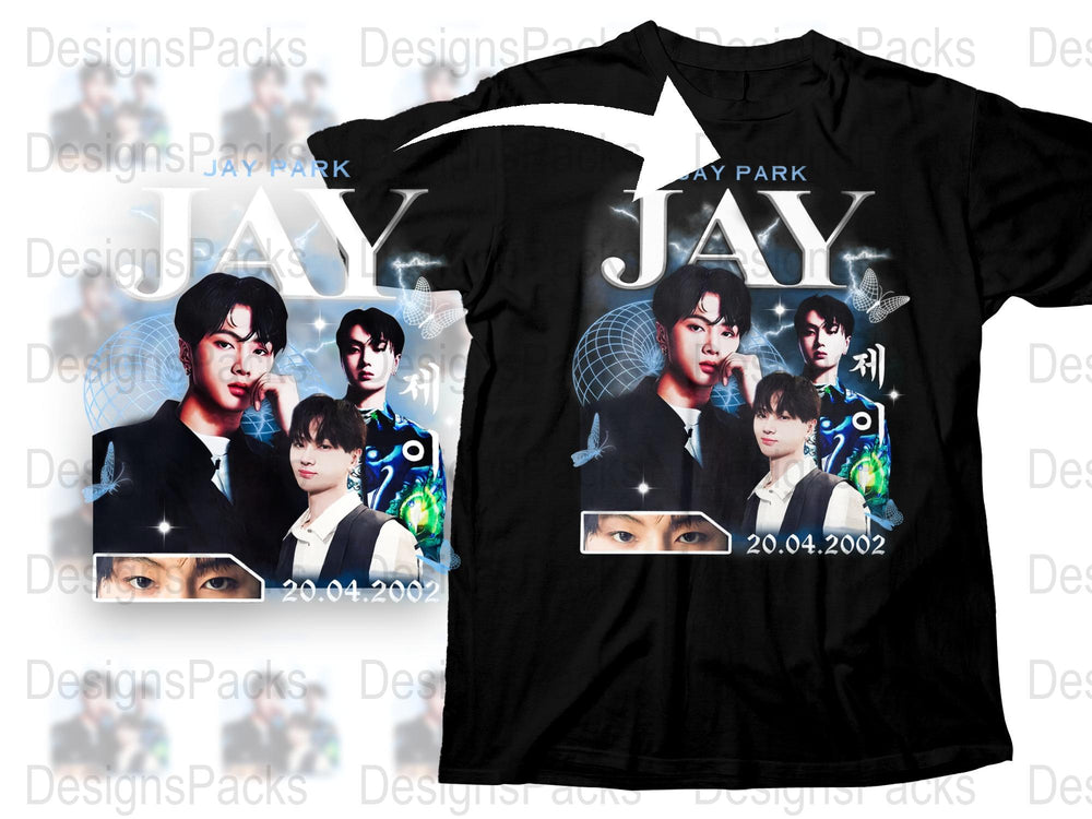 Fan Art T-Shirt, Unique Jay Park Graphic Tee, K-Pop Music Idol Faces, Unisex Black Shirt