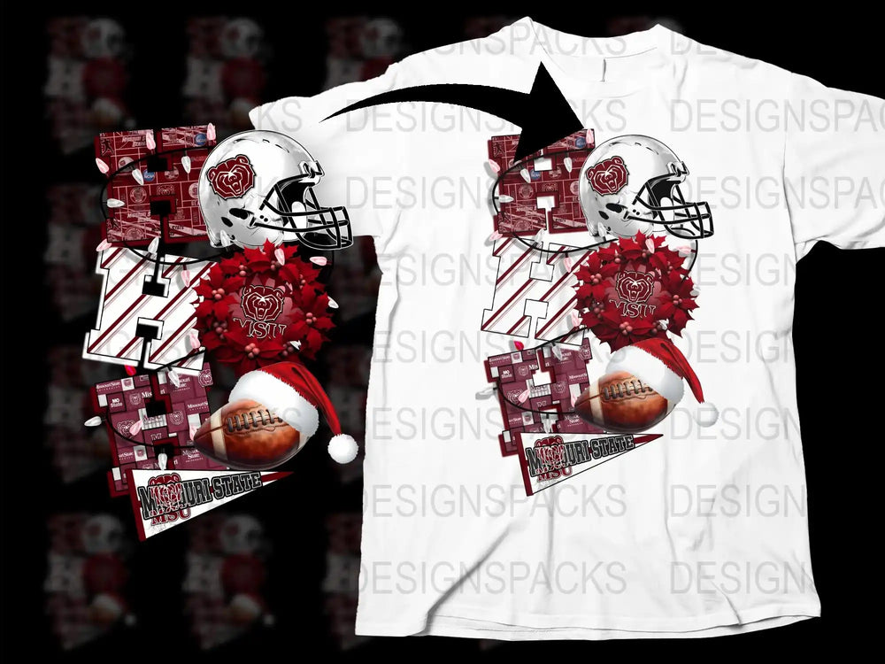 Sports Fan T-Shirt Football Helmet Graphic Design Unique Red White Apparel Team Spirit Wear