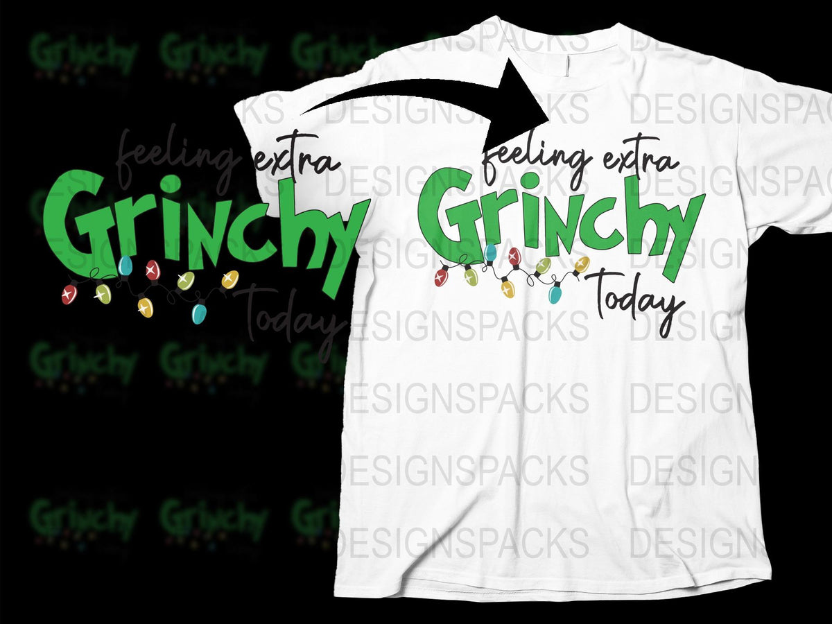 Grinchy Today T-Shirt, Festive Green Holiday Tee, Christmas Light Graphics, Unisex Casual Outfit