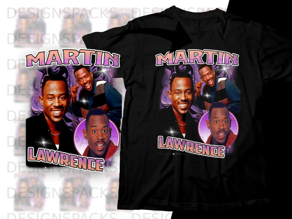 T-shirt with Martin Lawrence graphic and text.