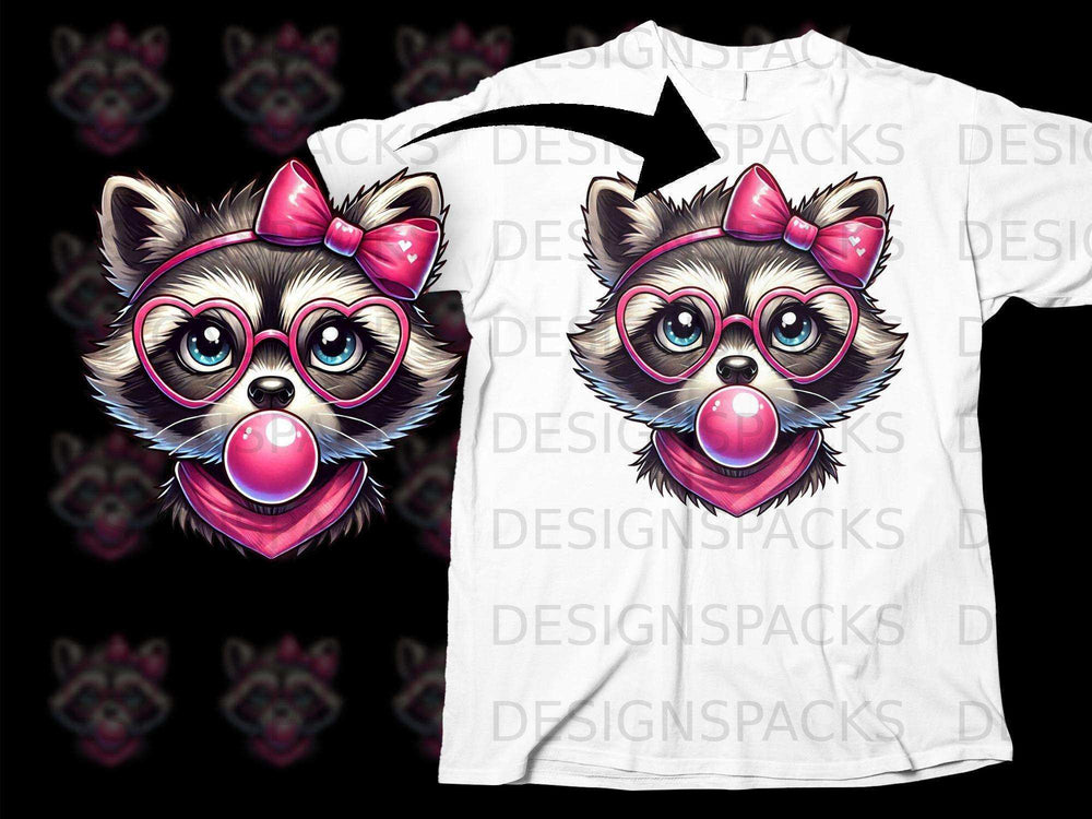 Adorable Bubble Gum Wearing Raccoon With Glasses Shirt