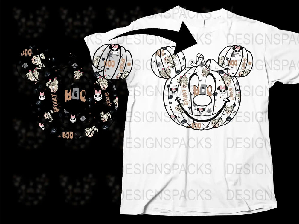 Halloween Themed T-Shirt, Cute Ghost and Pumpkin Design, Casual Spooky Apparel for All Ages
