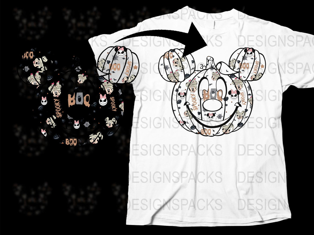 Halloween Themed T-Shirt, Cute Ghost and Pumpkin Design, Casual Spooky Apparel for All Ages