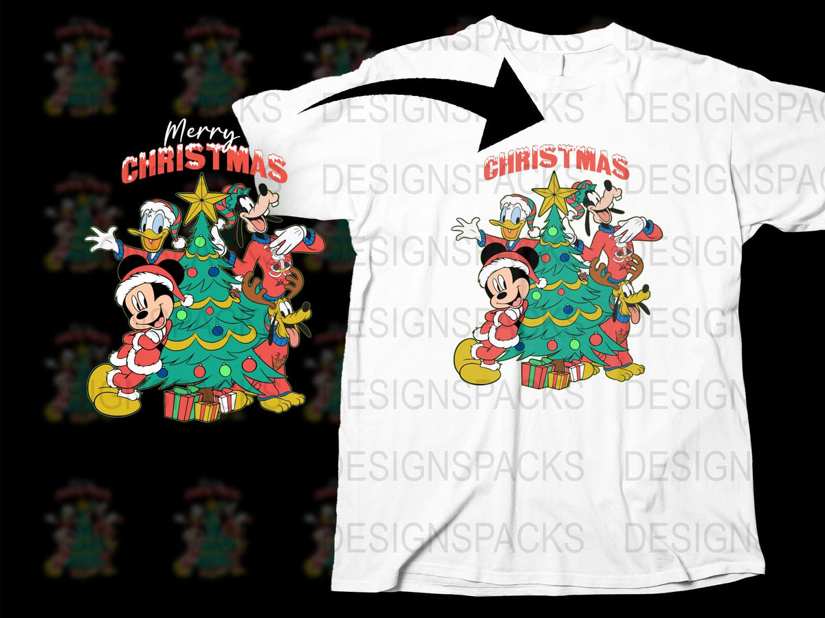 Disney Christmas T-Shirt, Mickey Minnie Holiday Tee, Festive Family Matching Shirts, Cartoon Xmas Gift